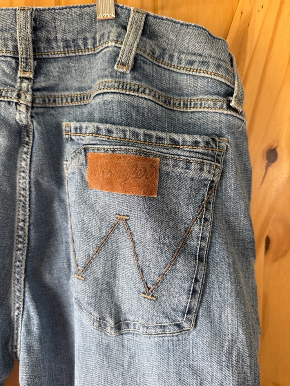 Wrangler Light Blue Denim Jeans with Leather Patch